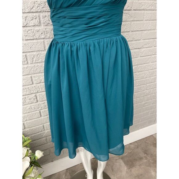 Zaxants One Shoulder Deep Teal Fit & Flare Dress Size S - Picture 7 of 10